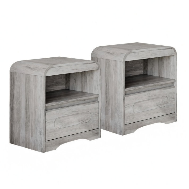 Table de chevet courbée - Gris (ensemble de 2), Gris