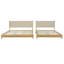 Base de lit plateforme en bois d'hévéa, base de lit très grand avec tête de lit incluse, lit Mid-Century moderne de couleur beige-1980246257-1980246258