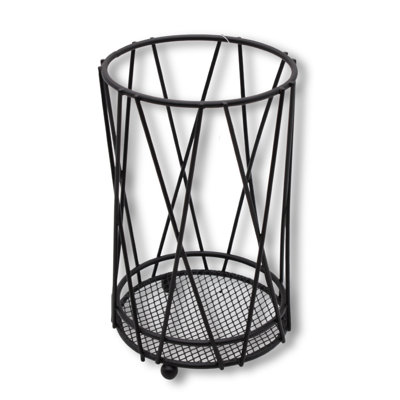 Matte Black Iron Kitchen Utensil Holder - 6.3" Tall