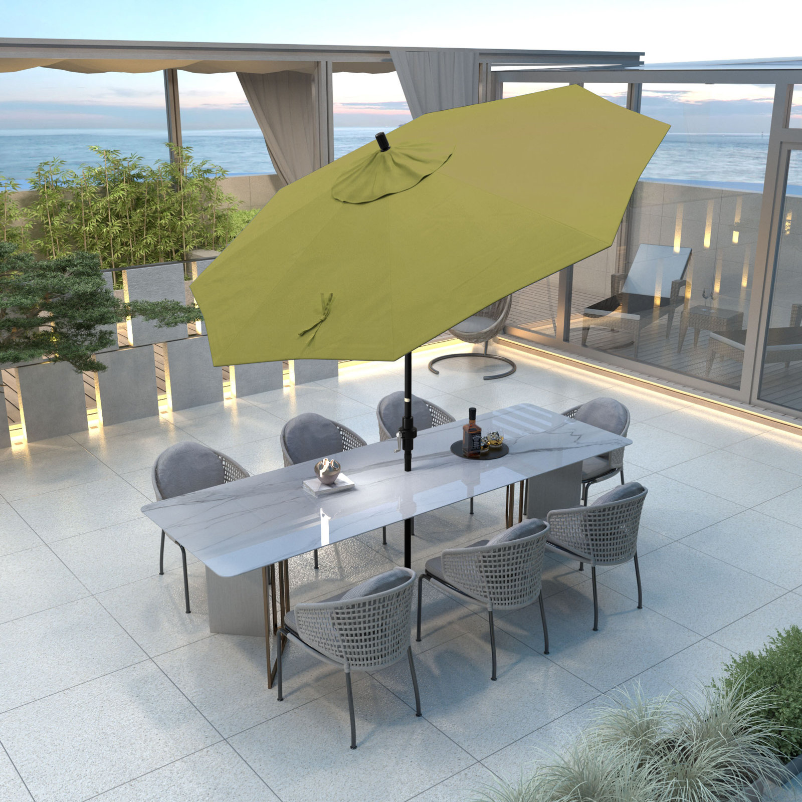 Savi 9' Umbrella, Ginkgo Performance Canvas