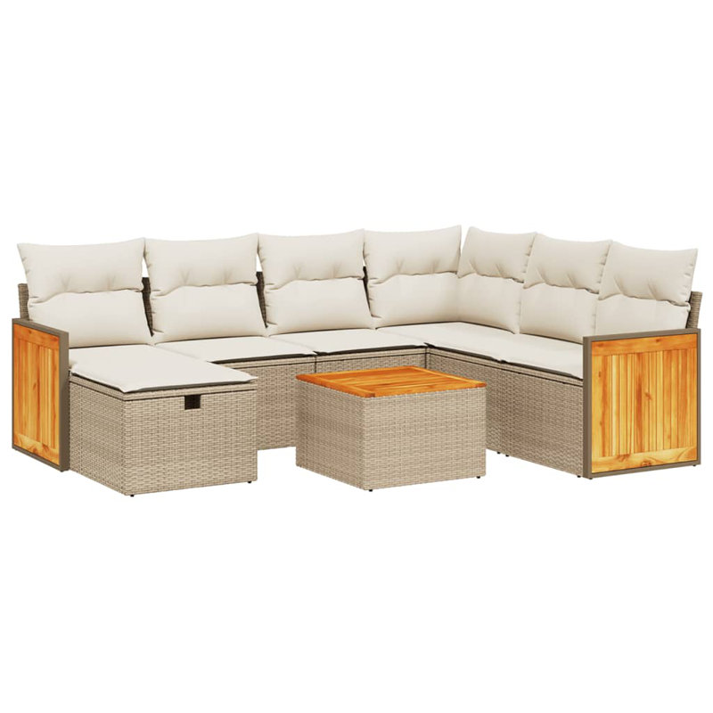Ensemble de canapé de jardin Vidaxl beige PE rotin grand matériaux résistants aux UV