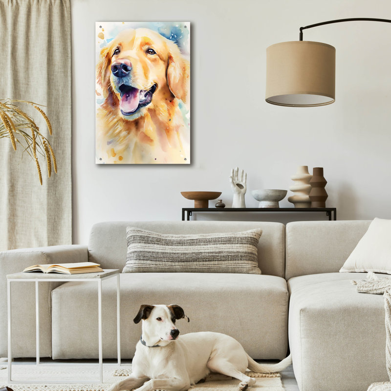 "Golden Retriever" par Petals Prints Design, H 36 po x l 24 po x P 0,2 po