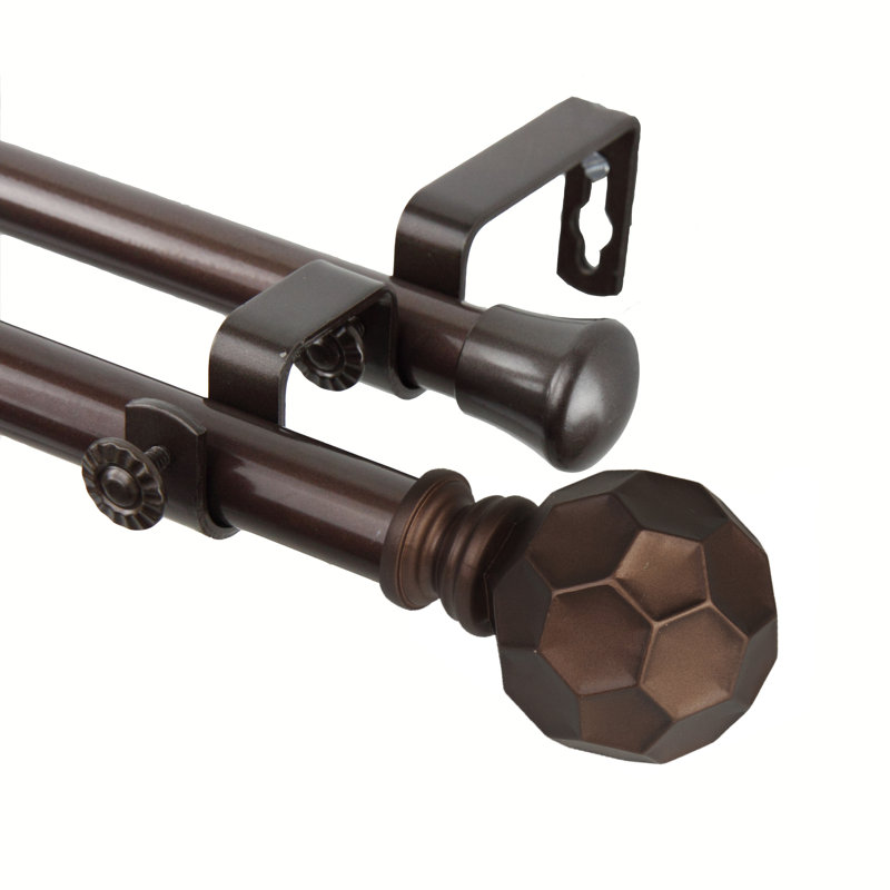 Tringle à rideaux double réglable 0,81 po Campanella, 120” – 170”, Cacao
