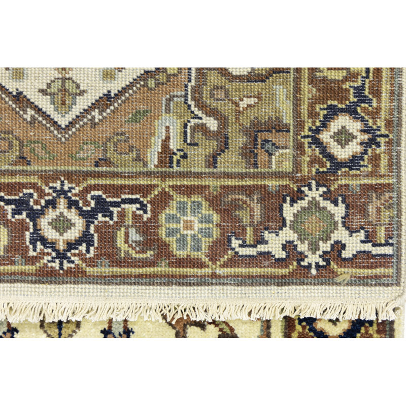 Cream Tribal 3x8 Indo Heriz Serapi Oriental Runner Rug