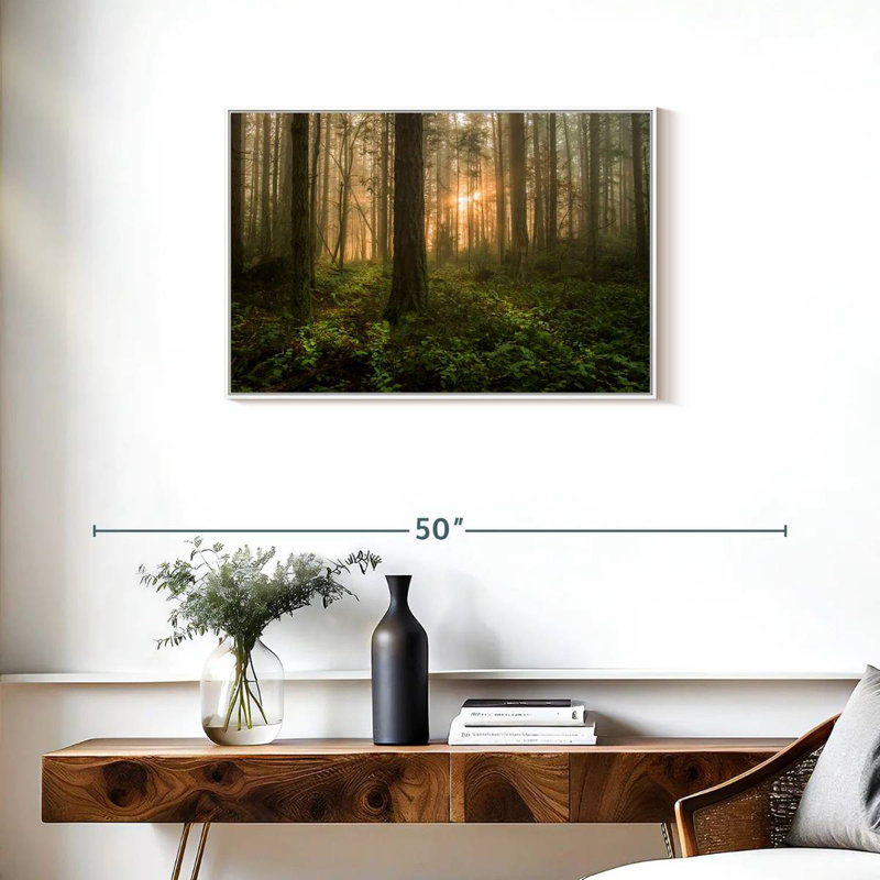 Lever de soleil sur la forêt de l'île Lummi, Cadre flottant blanc, 31 po x 21 po