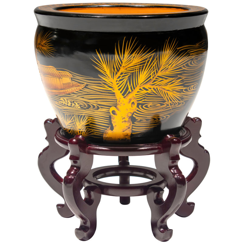 Pot à fleurs en céramique Abiela, H 13,5 po x l 16,5 po x P 16,5 po