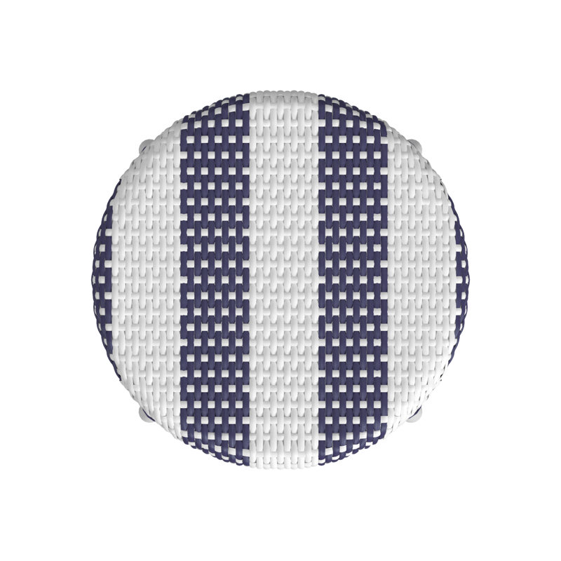 Alastair 24" Rattan Counter Stool - White/Navy Stripe/ White Rattan Frame, White/Navy Stripe/White Rattan Frame