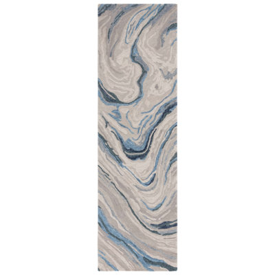 Soho Hand Tufted Wool/Cotton Abstract Rug in Blue/Beige