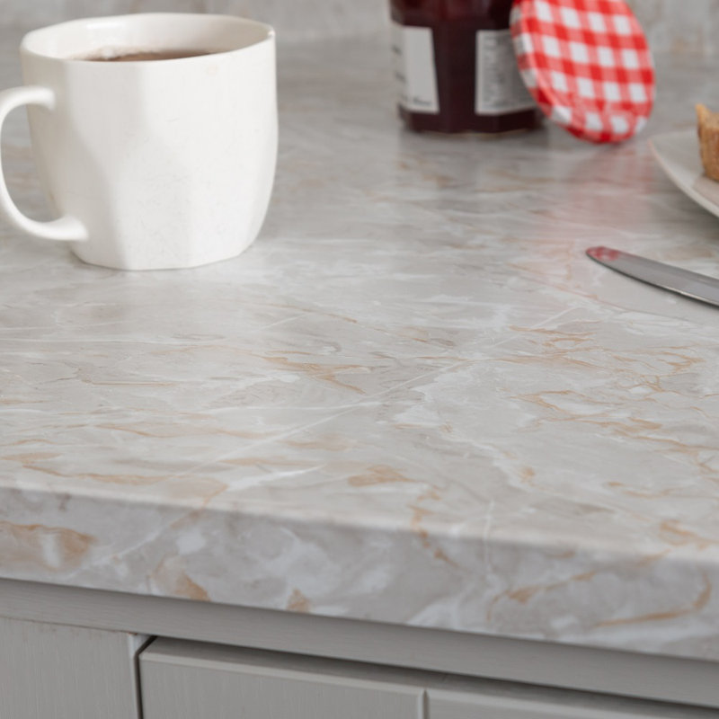 Neace 2m x 67.5cm Peel & Stick Wallpaper Roll, Marble Cortes Grey/Gold
