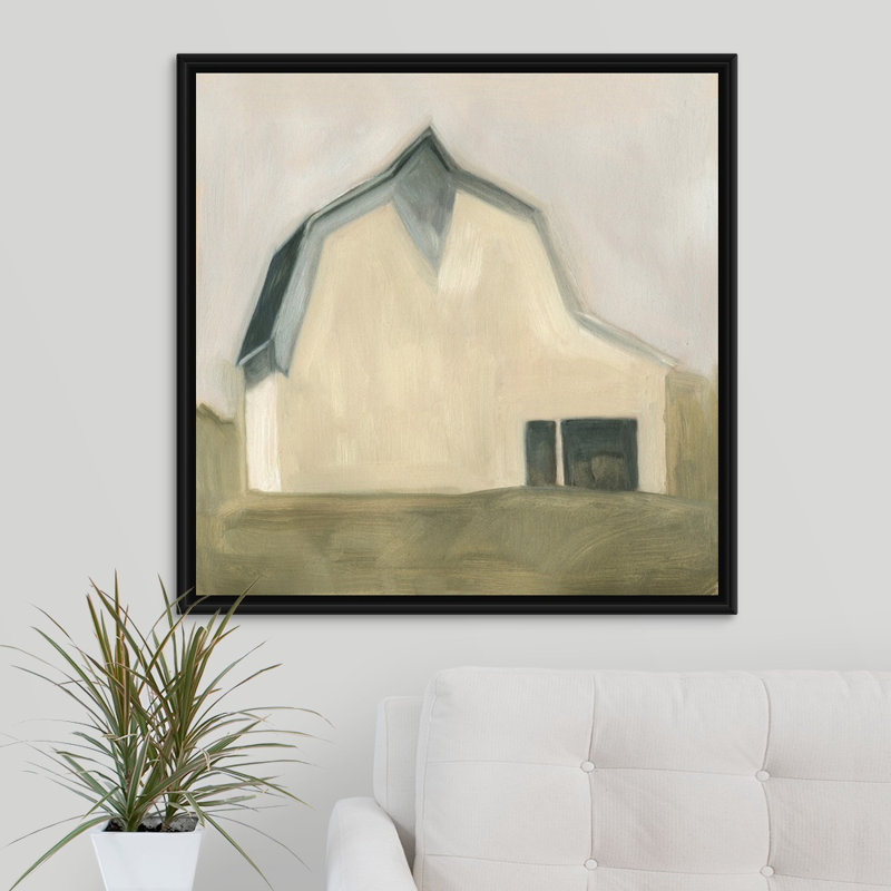 «Serene Barn IV», peinture sur toile, Cadre flottant noir, H 37,7 po x l 37,7 po x P 1,75 po