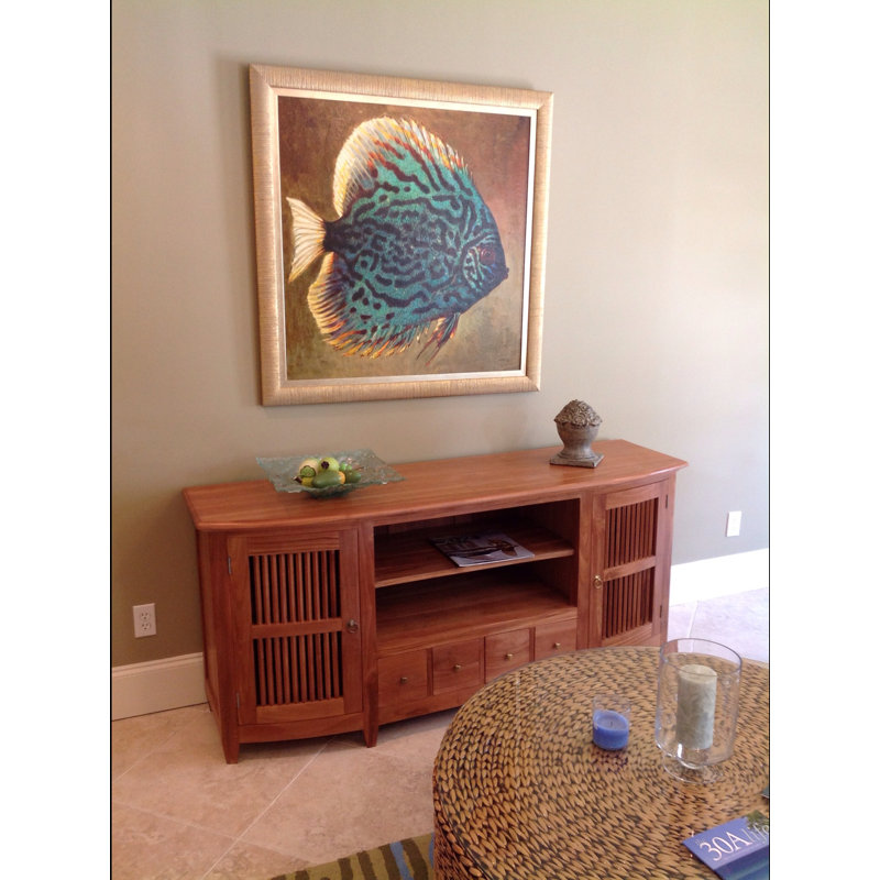 Perla 69'' Eco Teak Sideboard with Slatted Doors and Storage