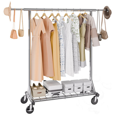 Extendable Length Clothes Rack with Wheels