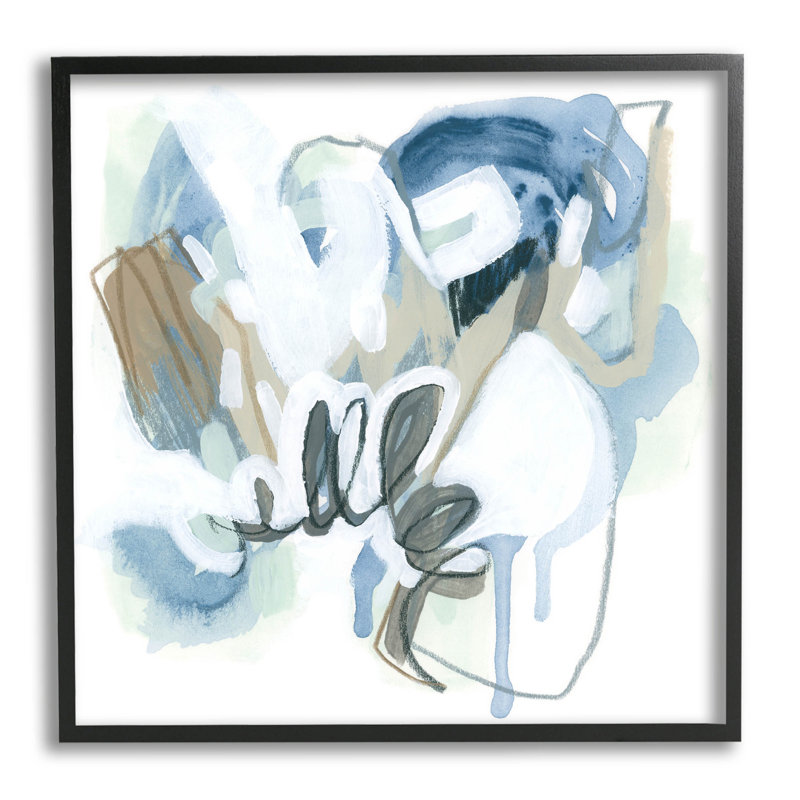 «Blue Abstract Shapes Collage», estampe numérique par June Erica Vess, H 12 po x l 12 po x P 1,5 po
