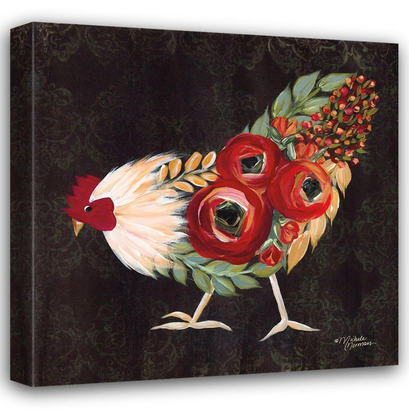 «August Grove® Norman, Michele», reproduction d'art sur toile tendue: Botanical Rooster, H 36 po x l 36 po
