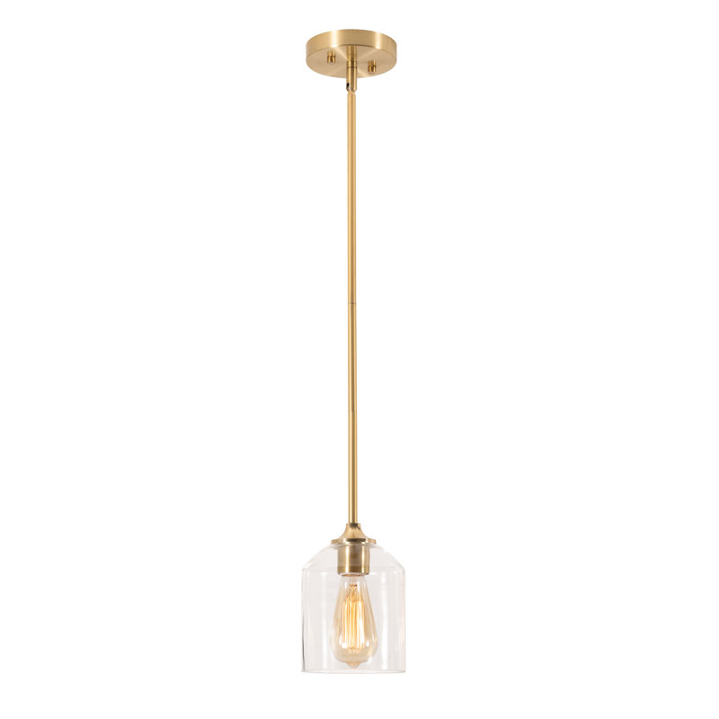 William 8" Pendant Light, 69.6" H x 5.5" W x x 5.5" D, Satin Brass