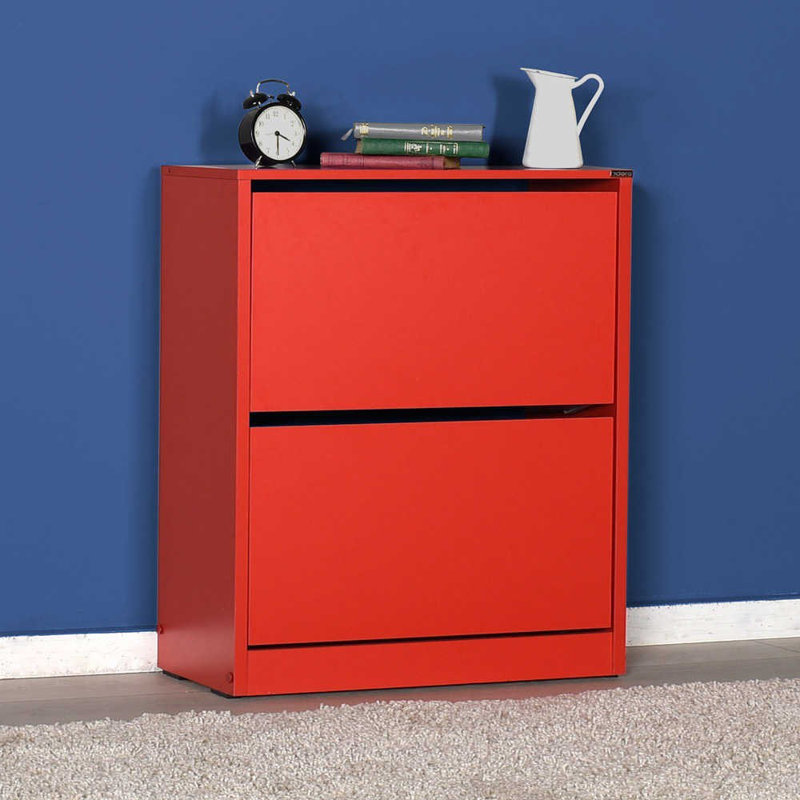 Baneen 8 Pair Shoe Storage Cabinet, Red