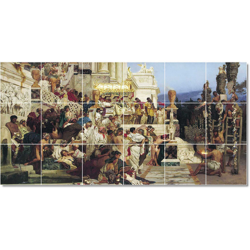 Carreau de céramique décorative 36 po x 18 po 6 po x 6 po, Peinture historique de Henryk Bodiradzki W23150