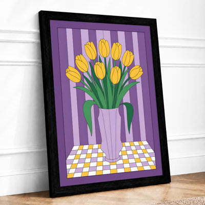 Yellow Tulips In Purple Modern - Print