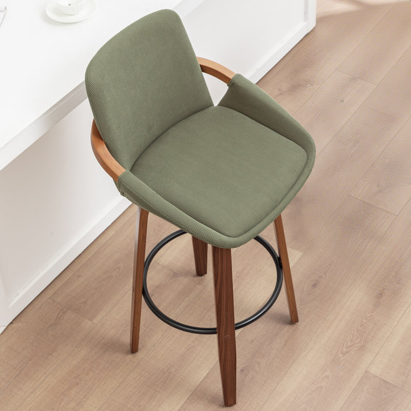 Carruth Swivel Upholstered Counter&Bar Stool, Green, Counter Stool (25" Seat Height)