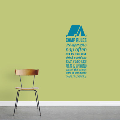 Décalcomanie murale camp rules
