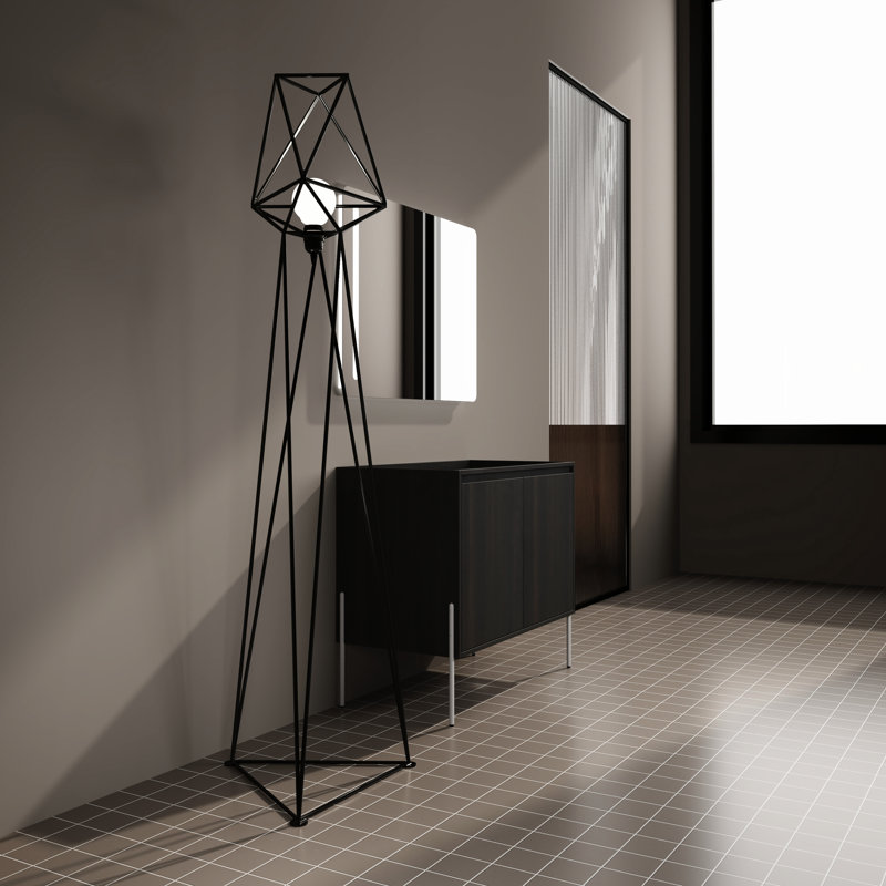 Armoire de salle de bain autoportante 36 po, rangement spacieux - meuble-lavabo moderne en chêne foncé, intérieur