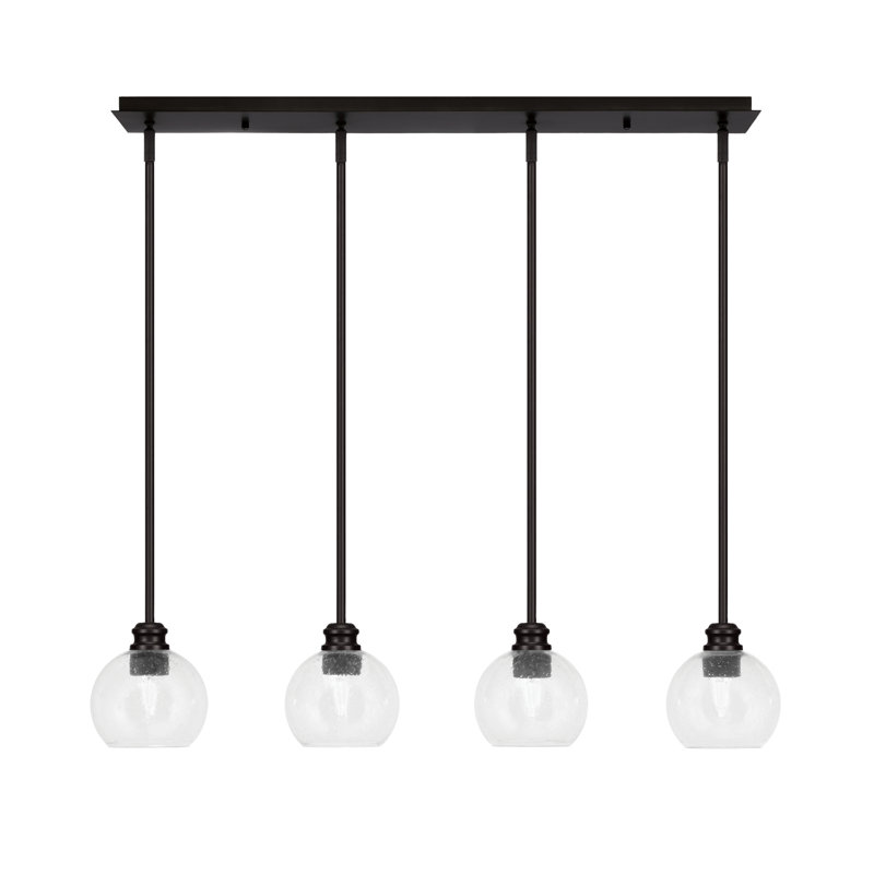 Luminaire suspendu linéaire 4 lumières avec verre 5,75 po Edge, Clair, Espresso