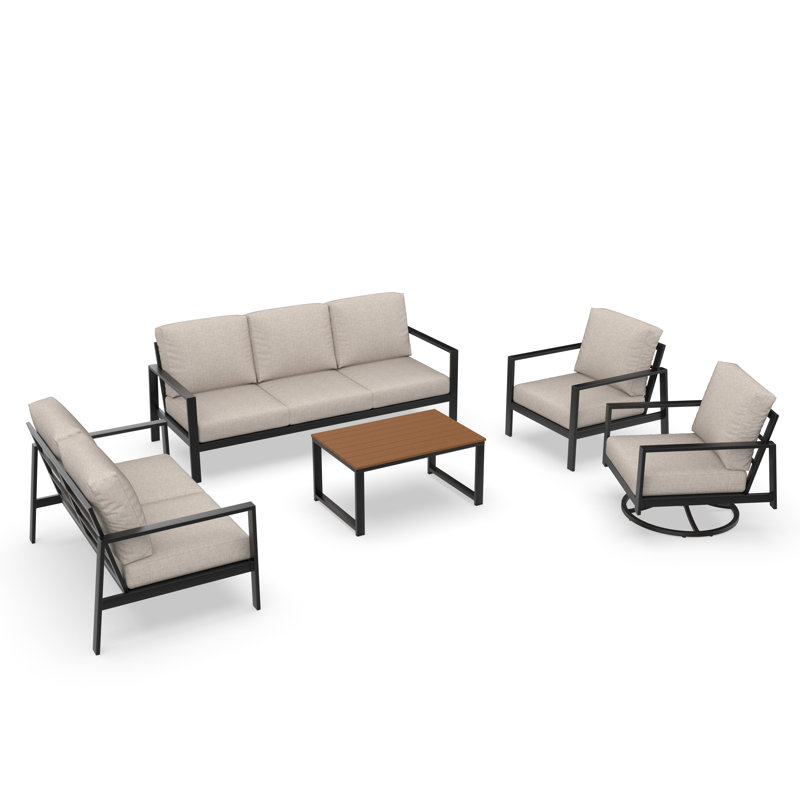Ensemble de conversation Townsend avec coussins Sunbrella®, Argent coulé Sunbrella®, Acajou