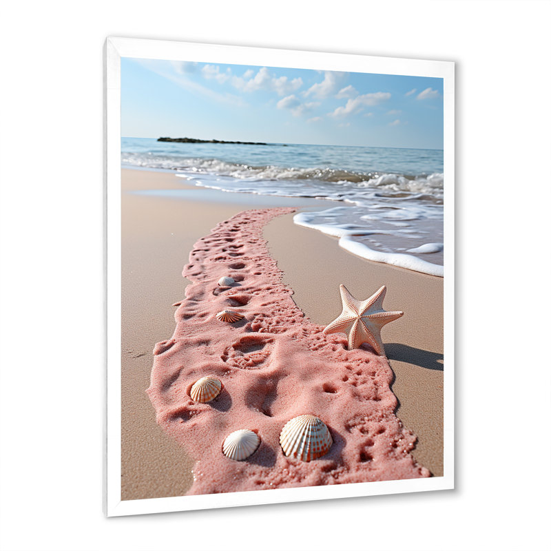 Saephan, plage de sable rose I, Cadre photo blanc, H 44 po x l 34 po x P 1,5 po