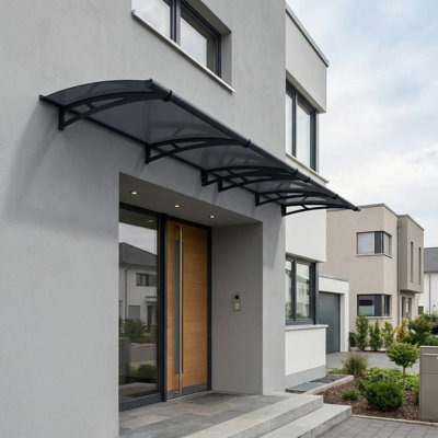 Palram - Canopia Aquila 14 ft. W x 3 ft. D Acrylic Galvanized Steel Convex Door Awning Solar Gray/Solar Gray