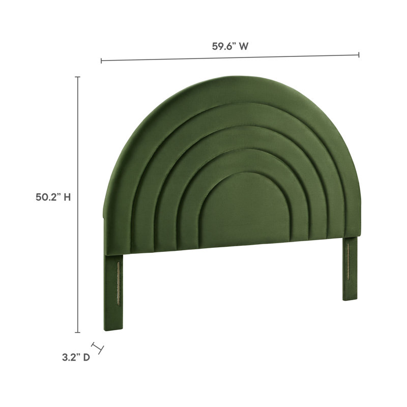 Solana Moss Green Velvet Arched Full Headboard