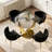 38.9" Round Glass Dining Table Set for 4, Modern Dining Table with 4 Velvet Chairs, 5 Pieces Kitchen Set-2026094160-2026094161-2026094164