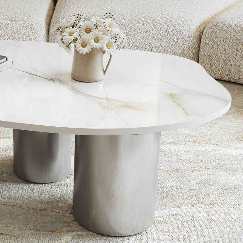 Table basse 49,2 po Free Form, Gris, blanc / gris