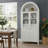 71" Fluted Tall Arched Pantry Cabinet With Adjustable Shelves, Elegant Display Storage With Hidden Drawer & Glass Door For Kitchen, Living Room, Dining Room, White-1477715272