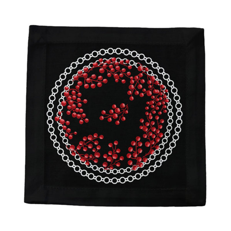 Square Napkins, Red Black