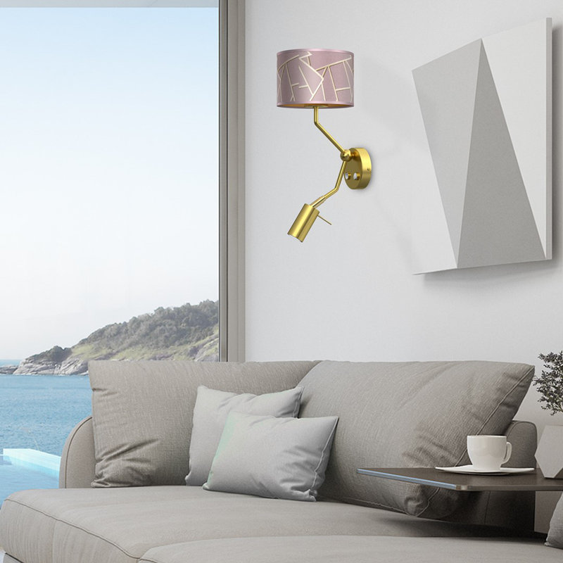 Ziggy Swing Arm Sconce, Gold, Pink/Gold