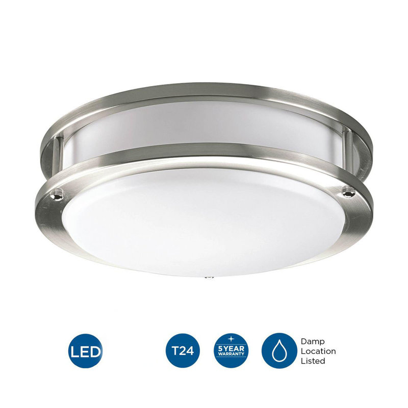 Acrylic LED Flush Mount, 3.5" H x 10.625" W, Brushed Nickel