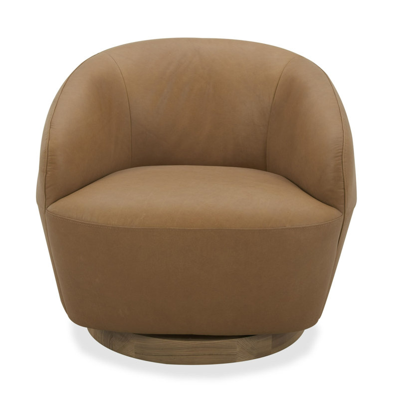 Fauteuil demi-tonneau pivotant en cuir Amelea