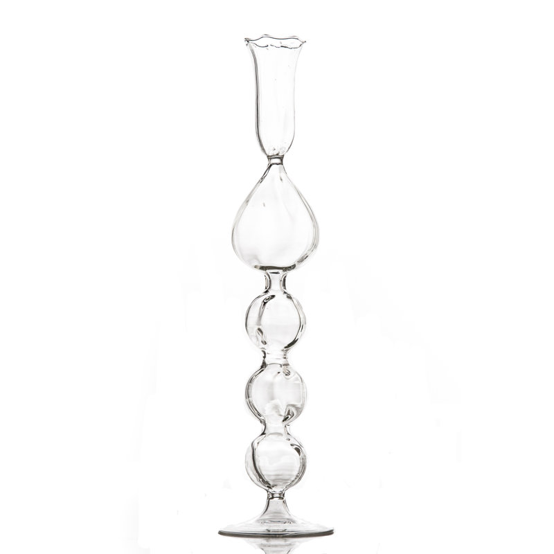 Clear Glass Teardrop Candlestick Holder