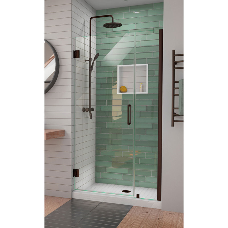 Unidoor-LS 36'' W x 72" H Hinged Frameless Shower Door with ClearMax Technology, 37"