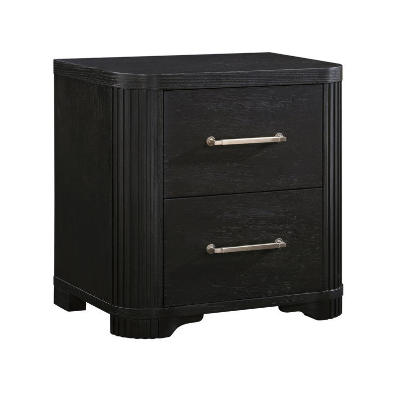 Table de chevet de conception moderne 1pc Table de chevet 2X à queue d'aronde Finition anthracite Design élégant