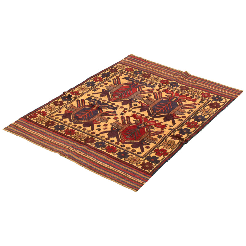 Tapis décoratif en laine noué à la main de conception unique 4 pi 1 po x 5 pi 6 po Brayshun New Age