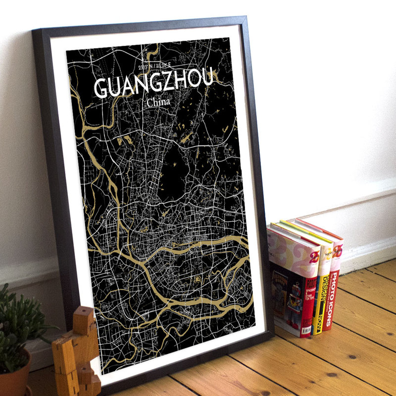 Guangzhou City Map - No Frame Print, 43cm H x 28cm W x 0.13cm D