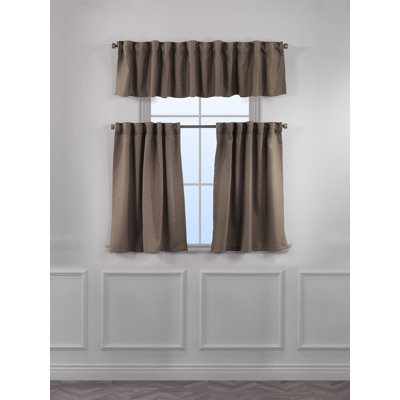 Linen Decorative Kitchen Curtain And Valance,Set Of 3,Caffe Curtains And Valance Set, Kitchen Curtains