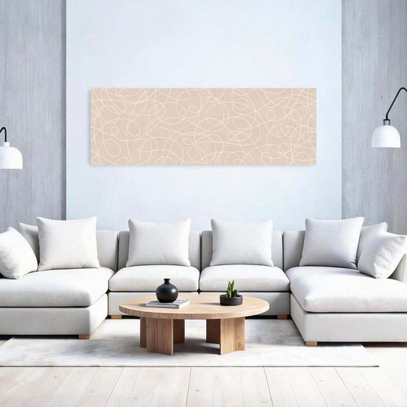 «Neutral Abstract Lines Abstract Contemporary Elegant Art mural», H 60 po x l 20 po