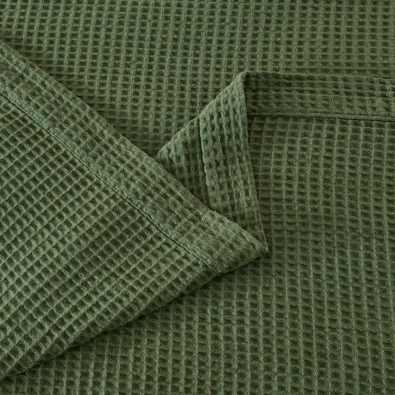 Couverture 100% coton tissé gaufré, Simple, Vert forêt