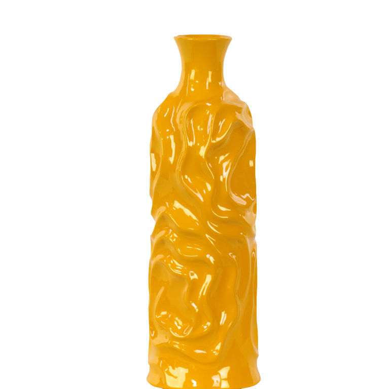 Table Vase, 12" H x 3.75" W x 3.75" D, Yellow