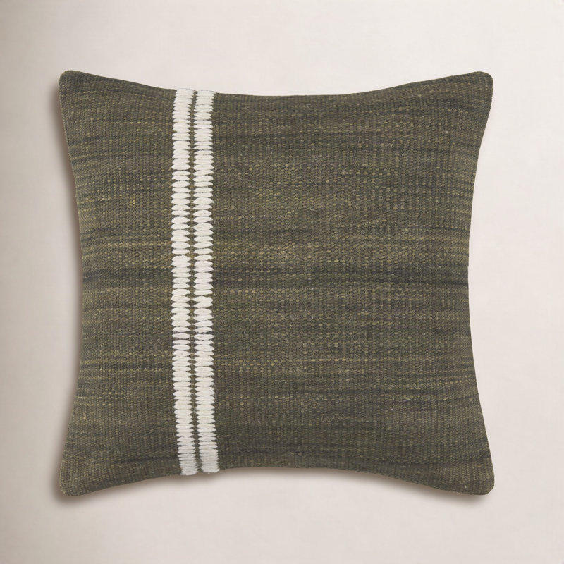 Coussin décoratif Jundah, Vert, Carré 20 po, Polyester