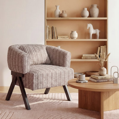 Fauteuil rayé en éponge avec pieds en V, chaise longue pour espaces de vie élégants