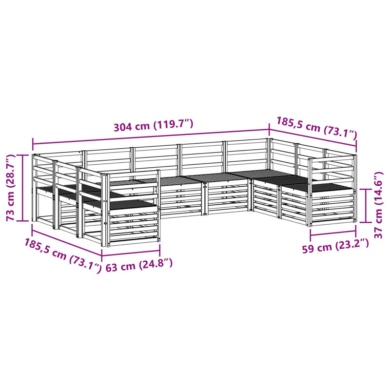 304cm Wide Patio Sectional Set