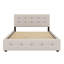 Grand lit plateforme tapissier en tissu grand avec deux tiroirs sous le lit et un lit gigogne supplémentaire-223285414